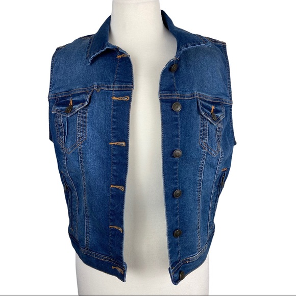 MOTOJEANS Sleeveless Button Down Jean Jacket Size XL - Picture 2 of 8